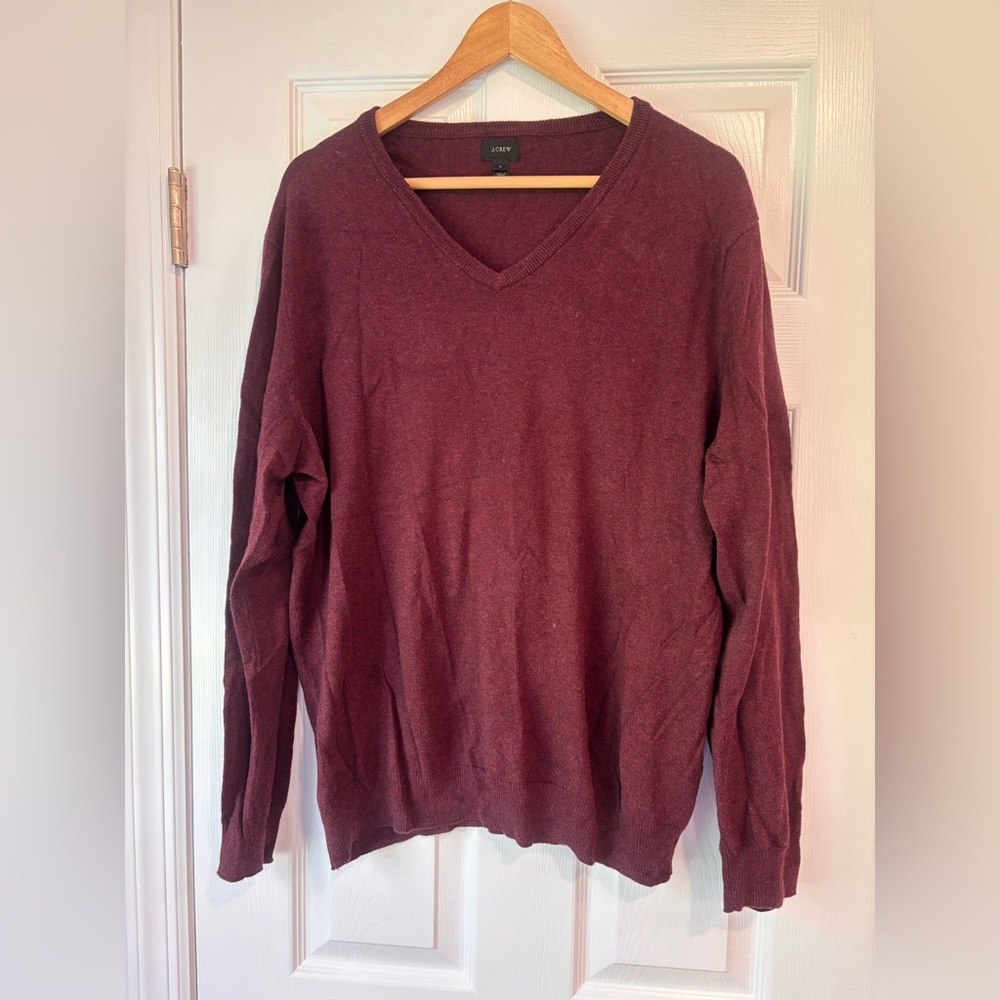 J.Crew men's maroon cotton and cashmere blend sweater size large